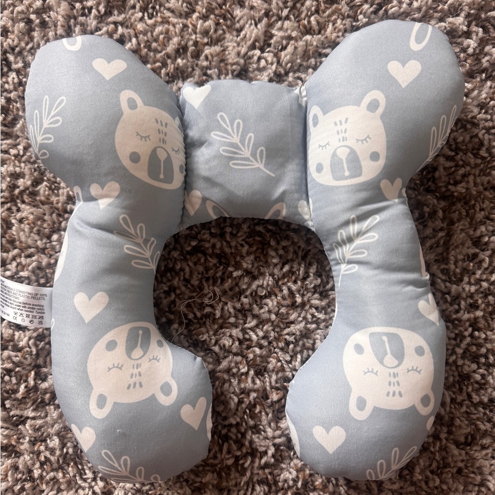 Gray Bear Print Kids Neck Pillow